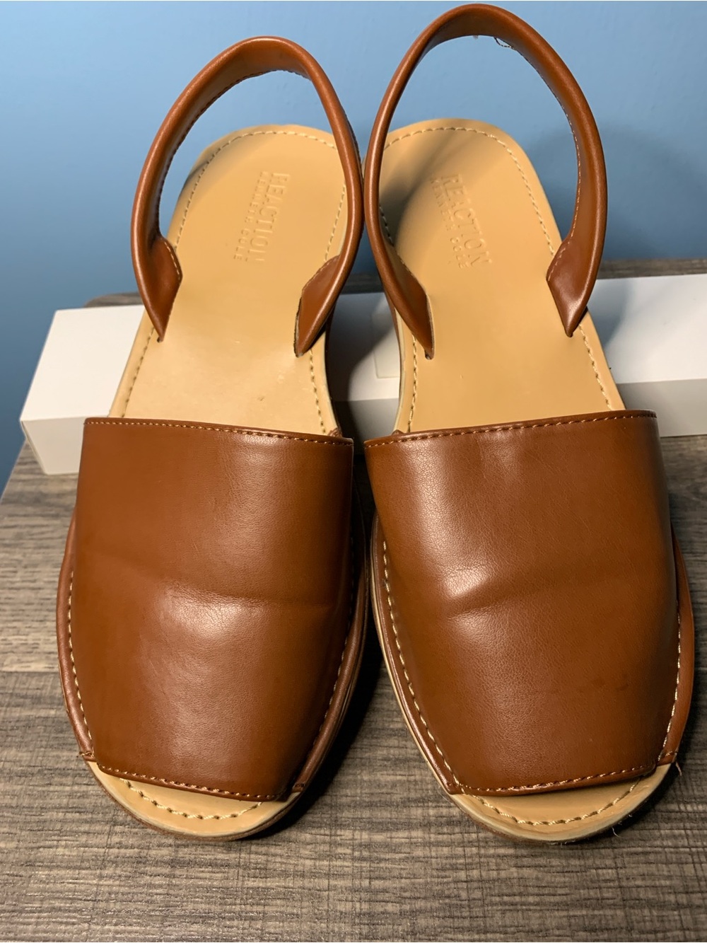 Reaction Kenneth Cole Cognac Leather Slingback Sandals